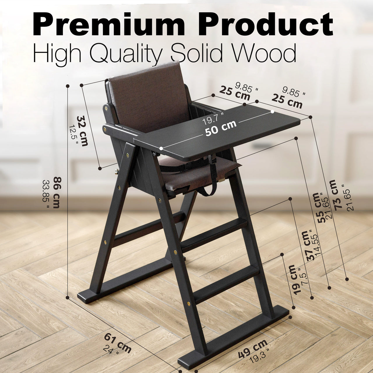 VILHA Folding Baby Chair (Black)